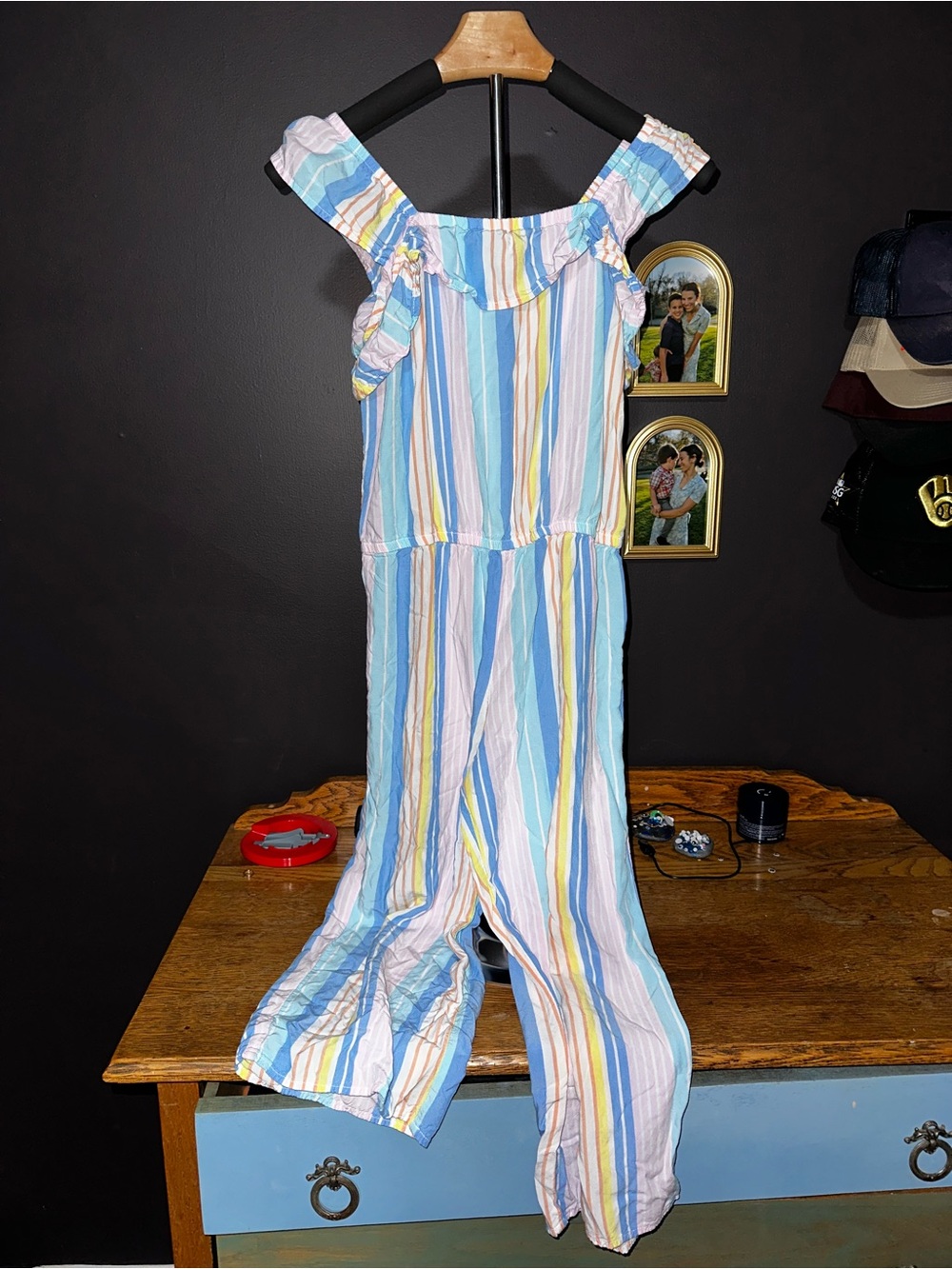 OshKosh B'gosh Blue, Yellow & Pink Striped Girls One-Piece Romper